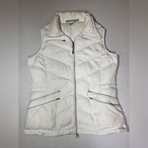 Athleta White Inlet Puffer Vest XL Goose Down Quilted Chevron Full Zip